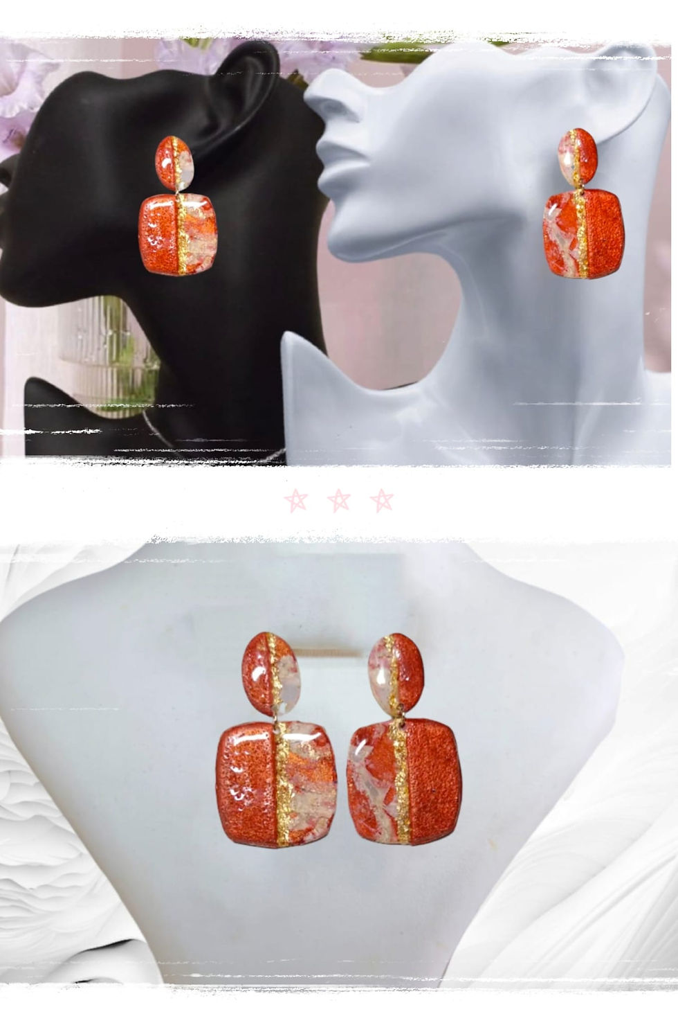 Çivi Kiremit Polimer Kil & Epoksi Tasarım Küpe