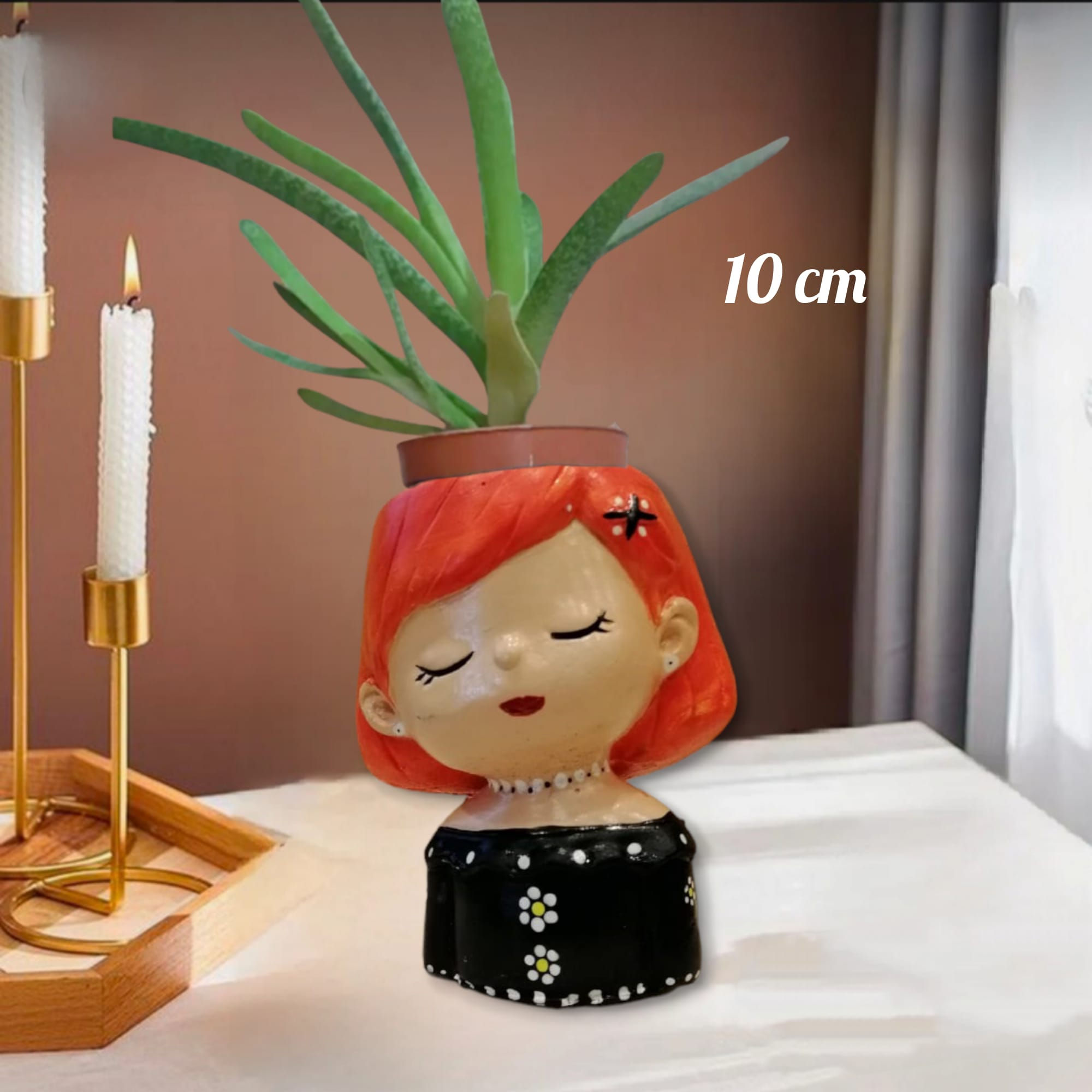 Kız Bebek Beton Saksı & Mumluk ( Dekoratif)