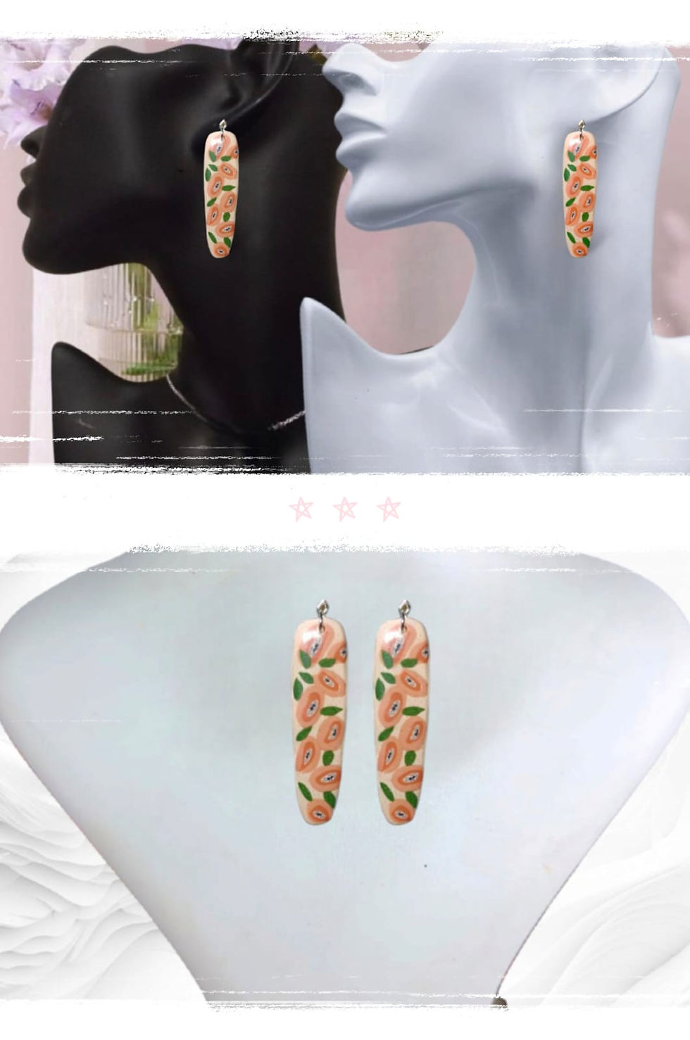 Gümüş Nar Çiçekleri Polimer Kil & Epoksi Tasarım Küpe