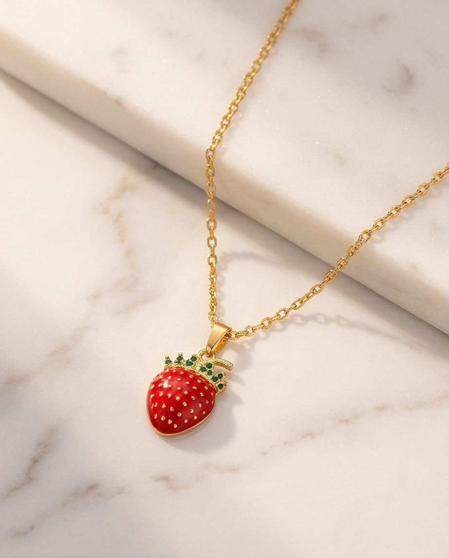 Kırmızı Çilek Kolye