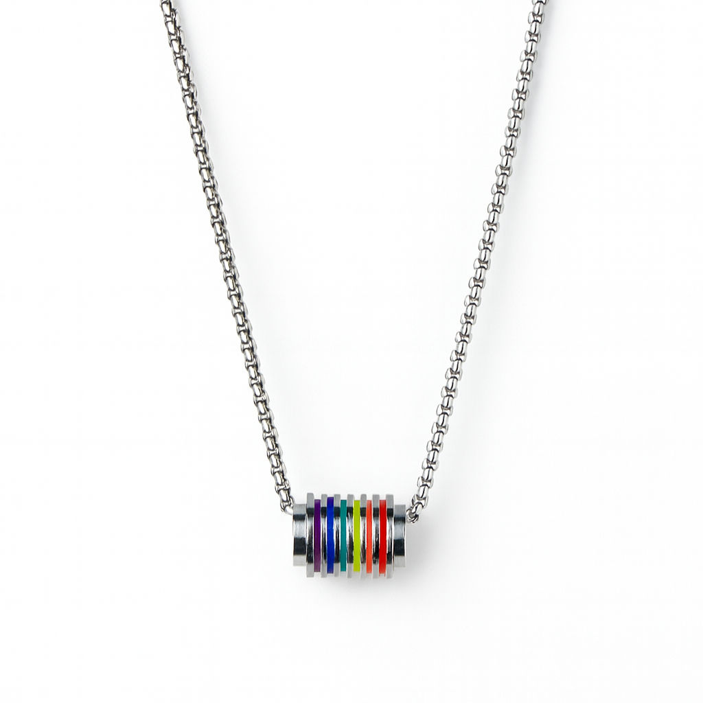 Rainbow Pride Striped Bead Necklace
