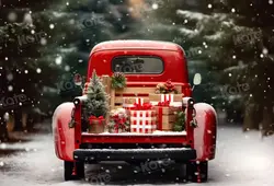 BH1046002DKateChristmasOutdoorRedCarGiftsBackdropforPhotography