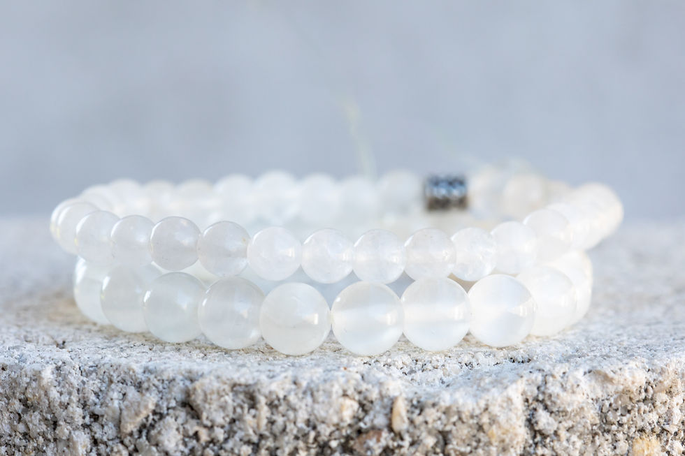 Selenite Gemstone Healing Crystal Bracelet. Crown Chakra. 8mm and 6mm.