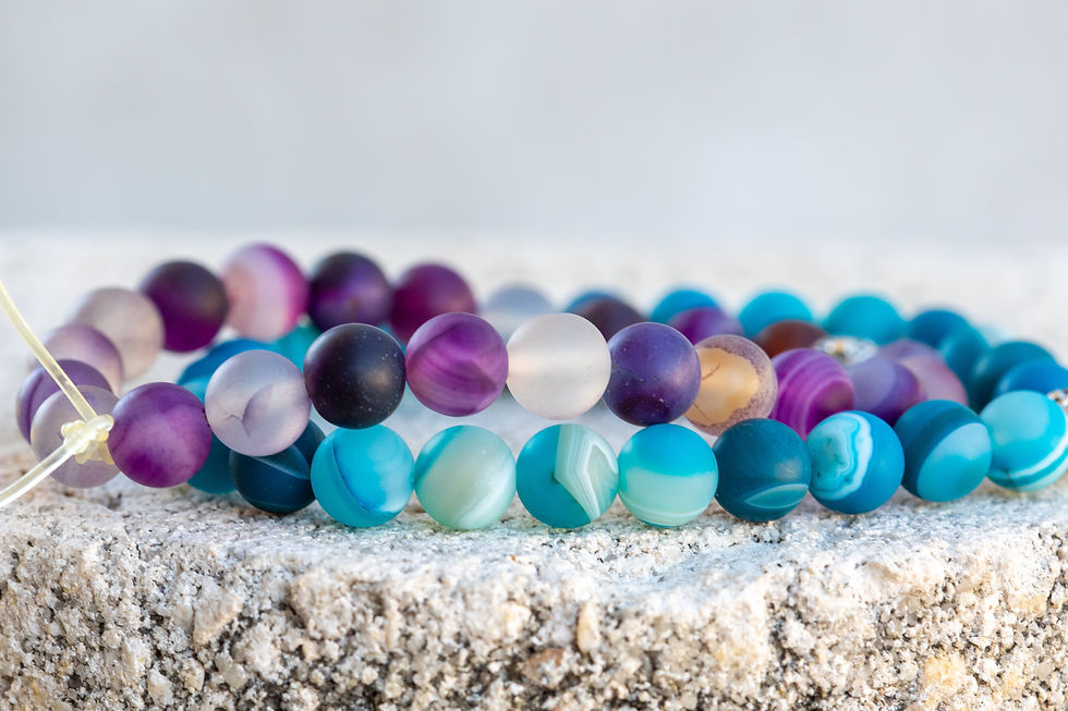 Agate: Purple, Blue Gemstone Crystal Healing Bracelet
