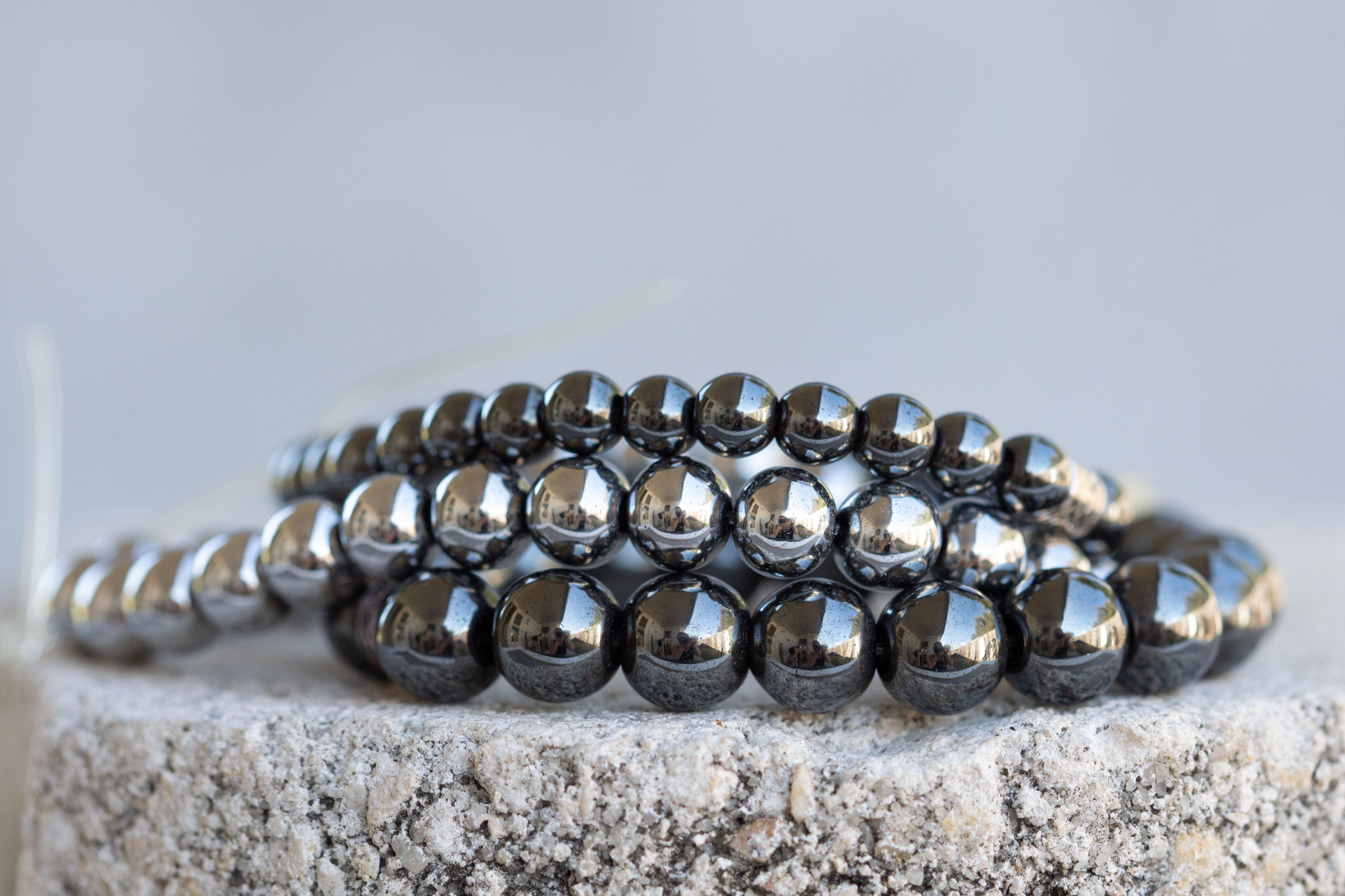 Hematite Black, Silver Stabilize Gemstone Crystal Healing Bracelet