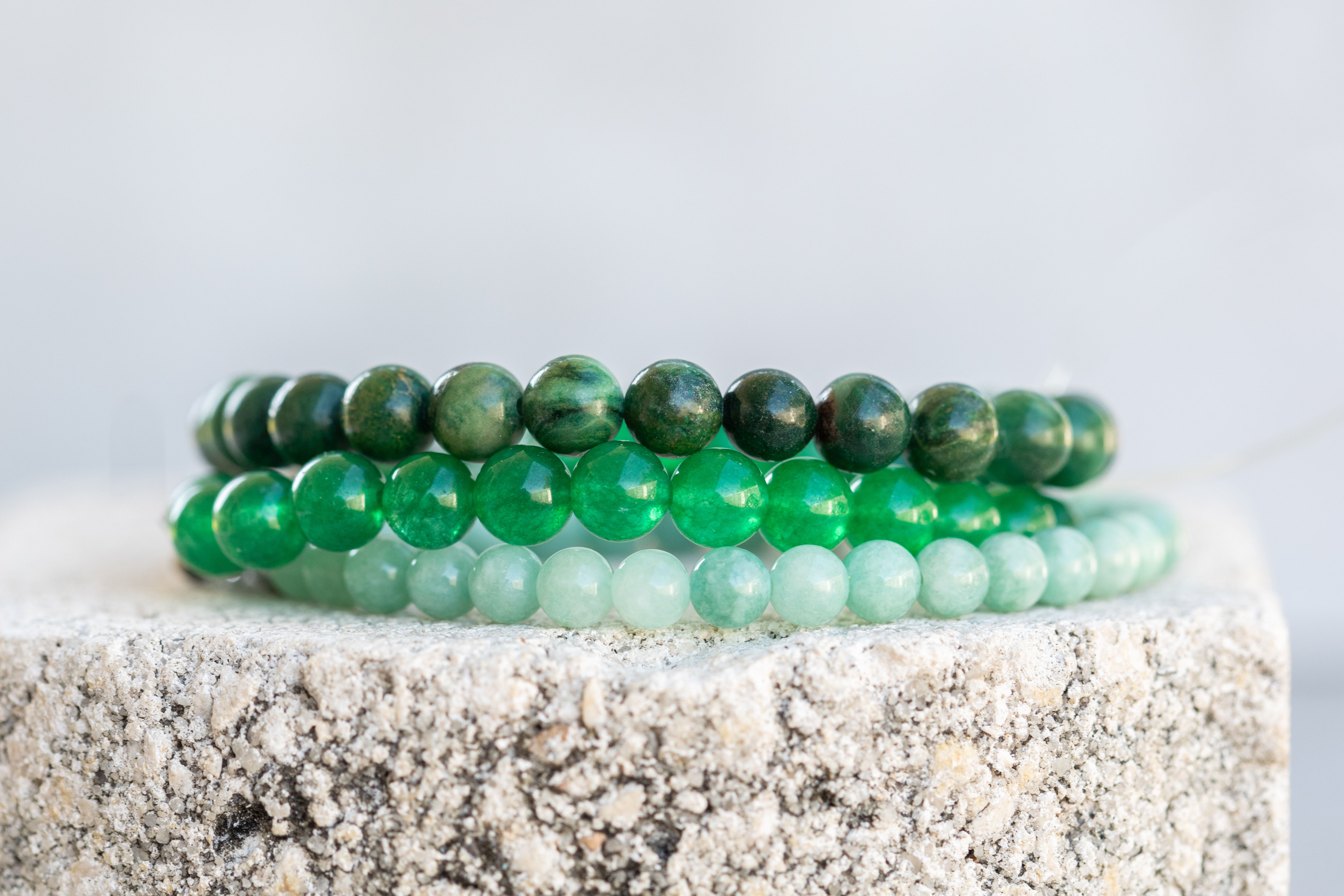 Jade Green, Yellow Luck and Abundance Gemstone Crystal Healing Bracelet