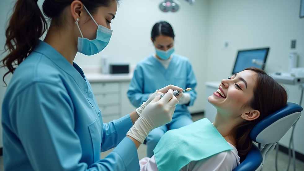 Eye-level view of a dental practice utilizing modern technology