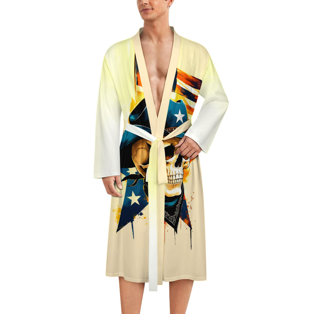 Ride or Die In Texas: Lone Star Old Soul on Men's Long Sleeves Bathrobe