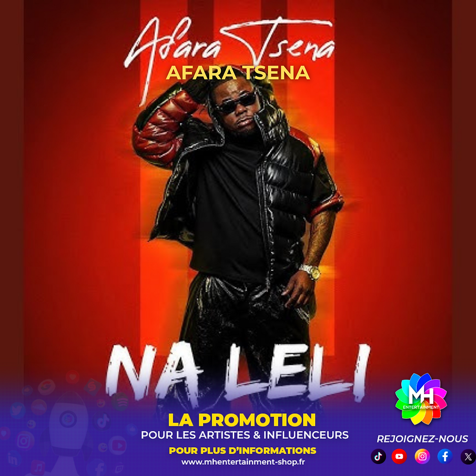 Illustration pochette single Afara Tsena sur fond rouge vétue d'un blouson noir et rouge