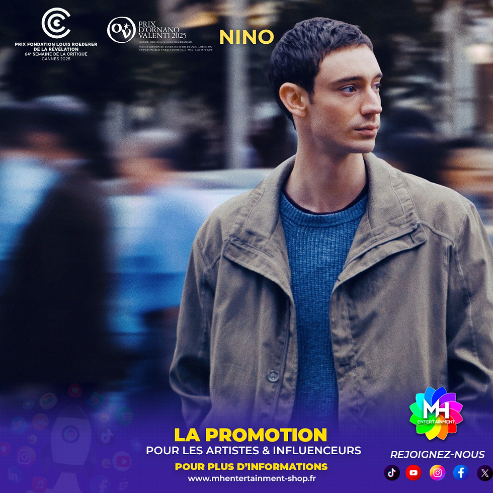 Affiche du film Nino (2025) : portrait émouvant d’un jeune homme parcourant les rues de Paris, symbolisant la fragilité et la force face à l’adversité.