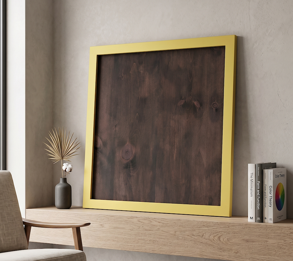 Contemporary bright yellow square picture frame handcrafted by Funky Frames UK