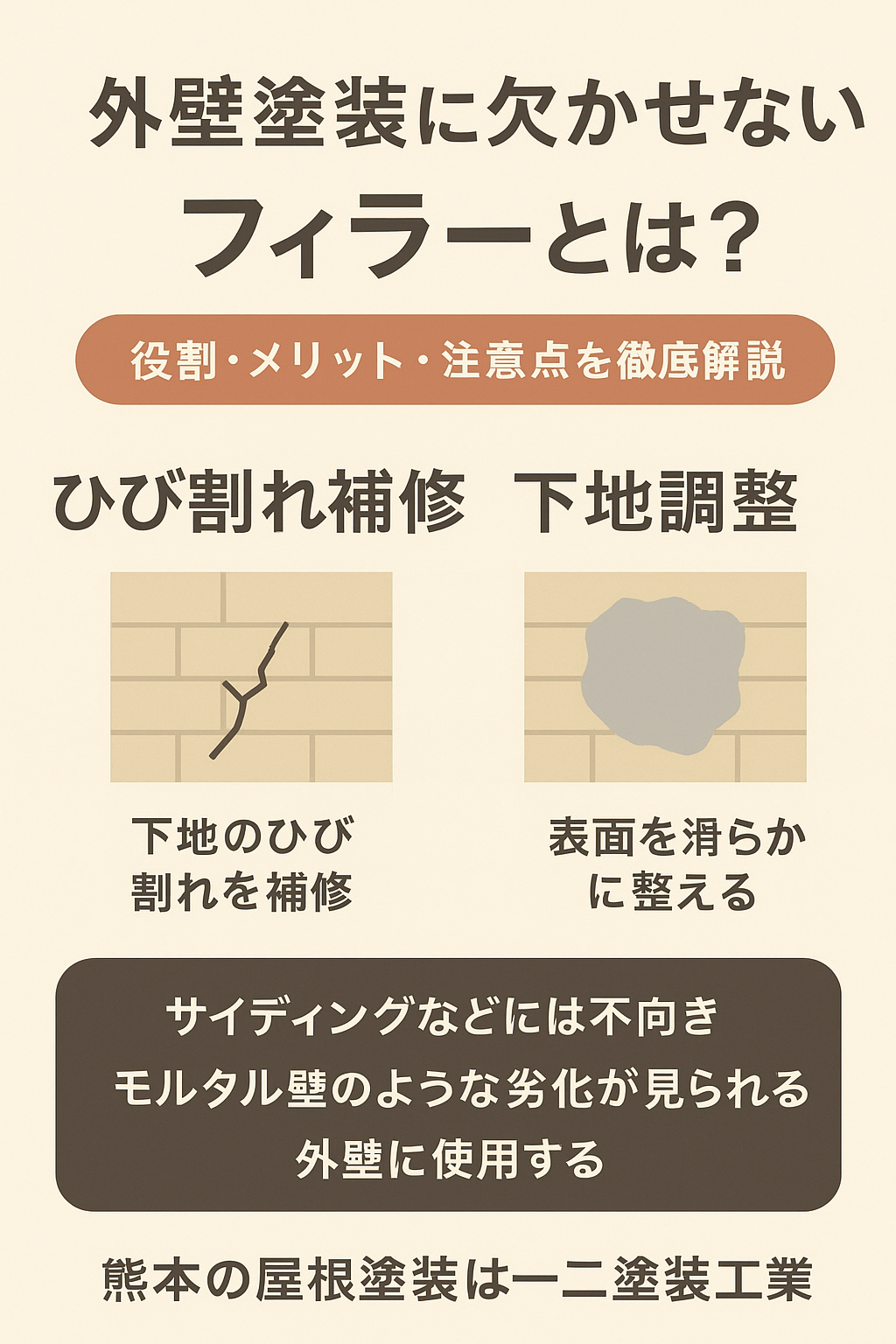 外壁塗装に欠かせないフィラーとは？役割・メリット・注意点を徹底解説｜熊本の一二三塗装工業