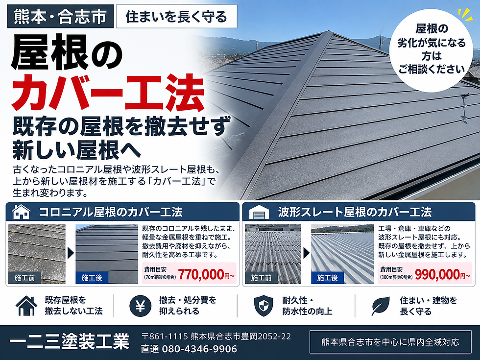 熊本・合志市の屋根カバー工法とコロニアル・波形スレートの費用目安