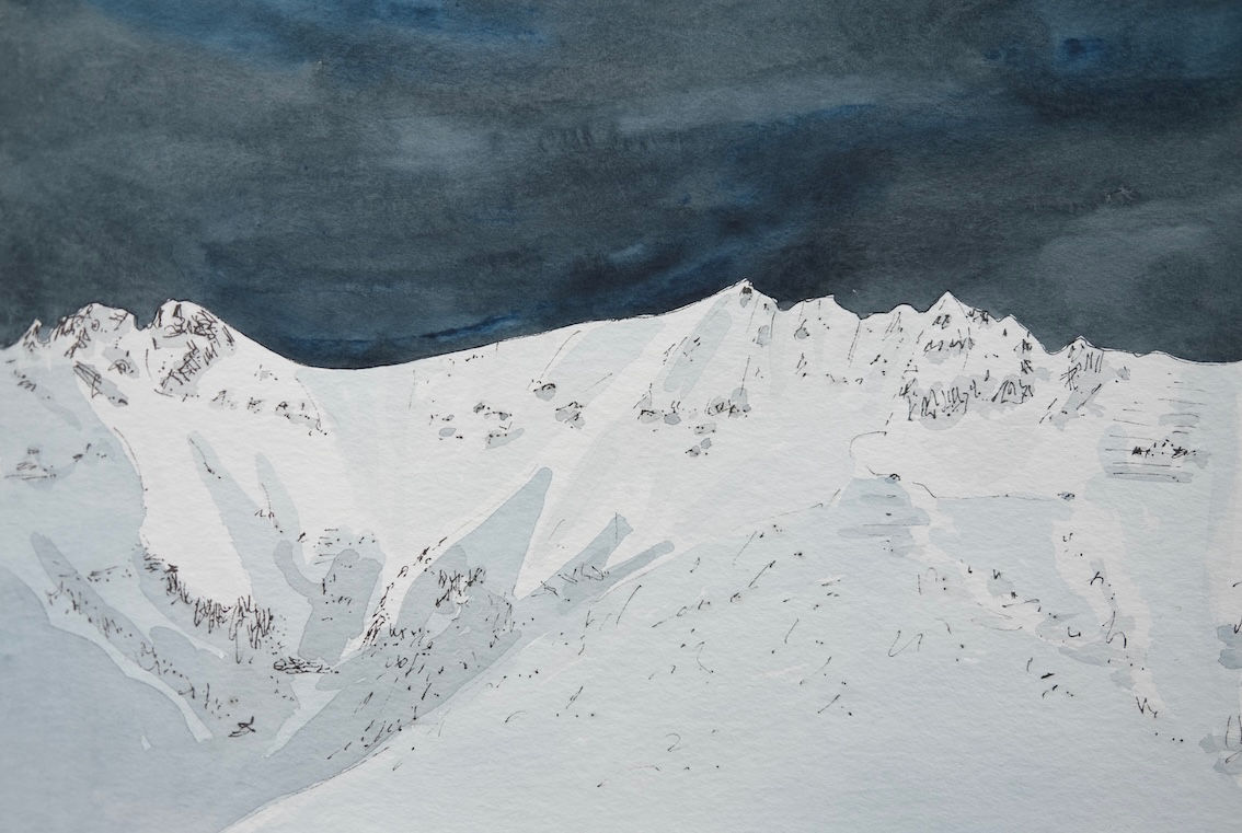 Handgezeichnete Grafik der Nordkette