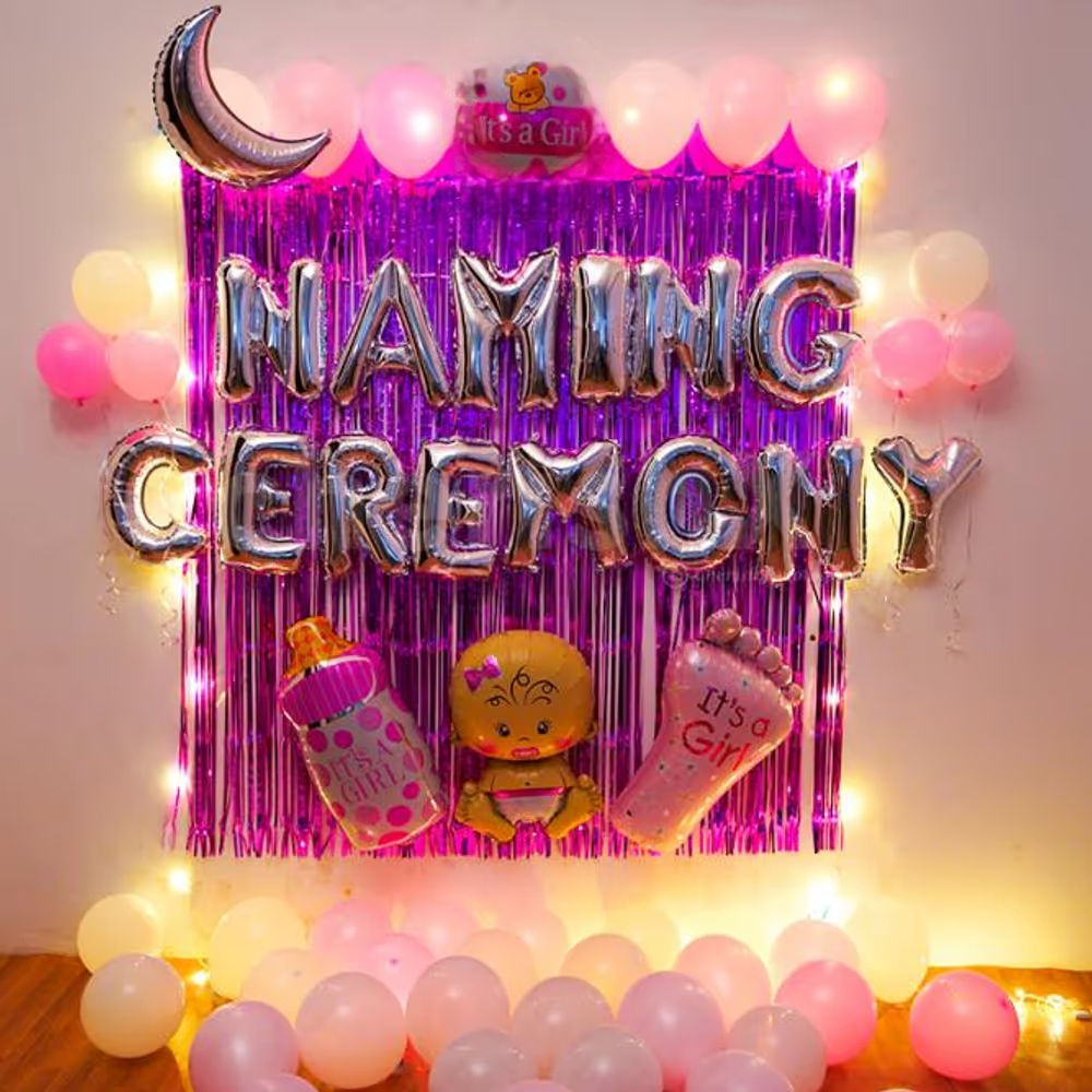 Pink Theme Naming Ceremony Decoration
