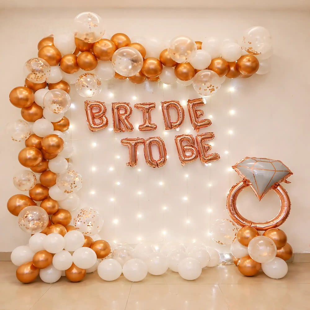 Rose Gold Bride To Be Ring Backdrop Decor