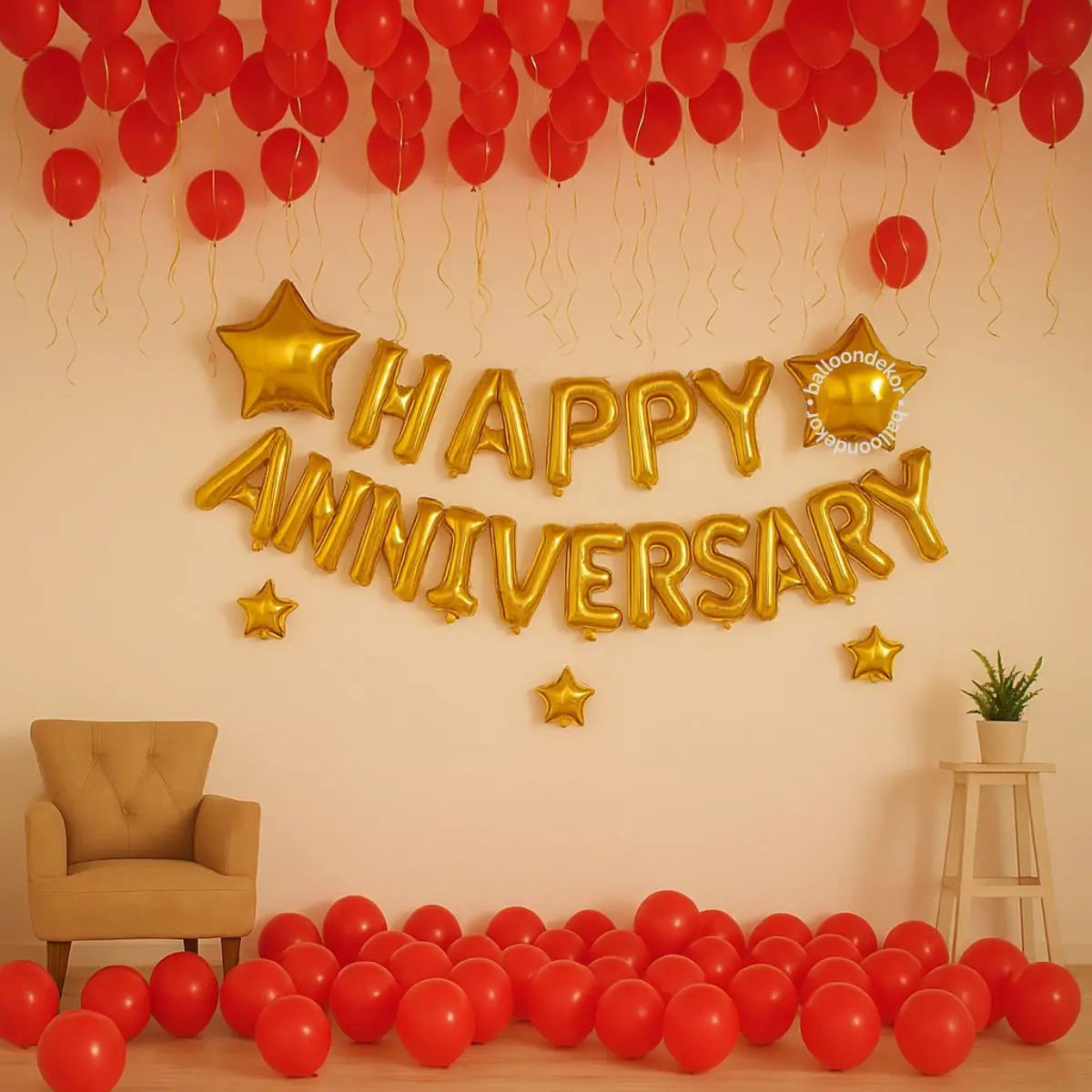 Romantic red anniversary decor 