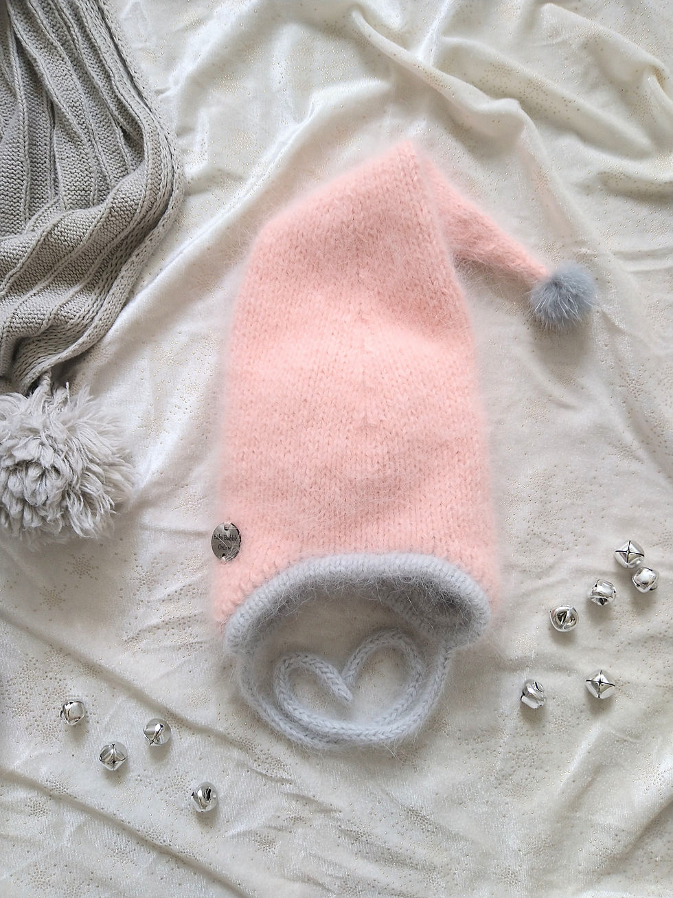 Angora Knitted Hat With Mini Pompom