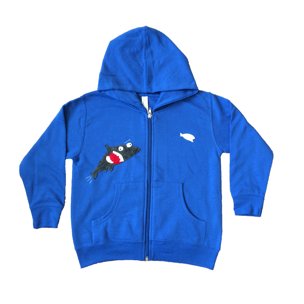 Mi Cielo X Matthew Langille - Shark & Fish -  Royal Blue Kids Zipup Hoodie