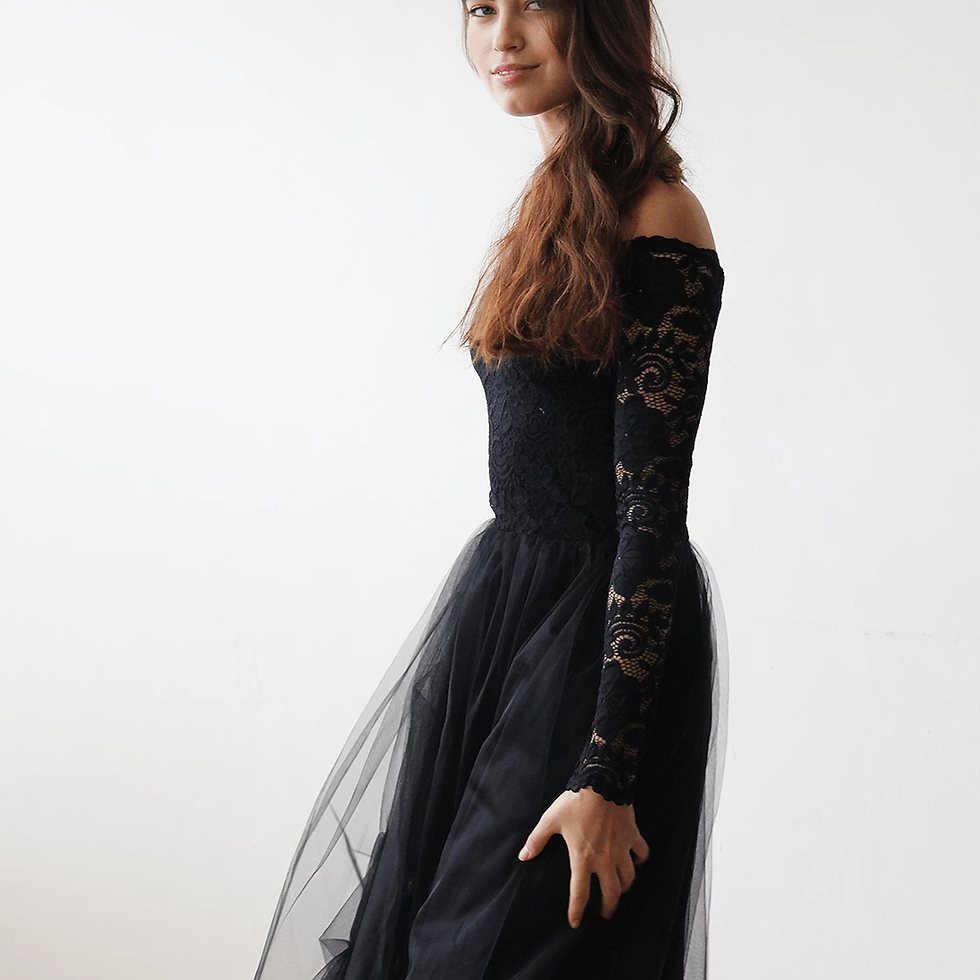 Thumbnail: Black Off Shoulder Dress  #1134