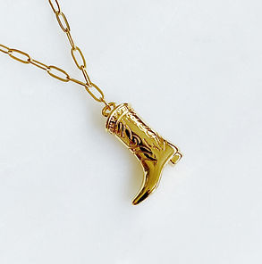 Golden Cowgirl Boot Necklace
