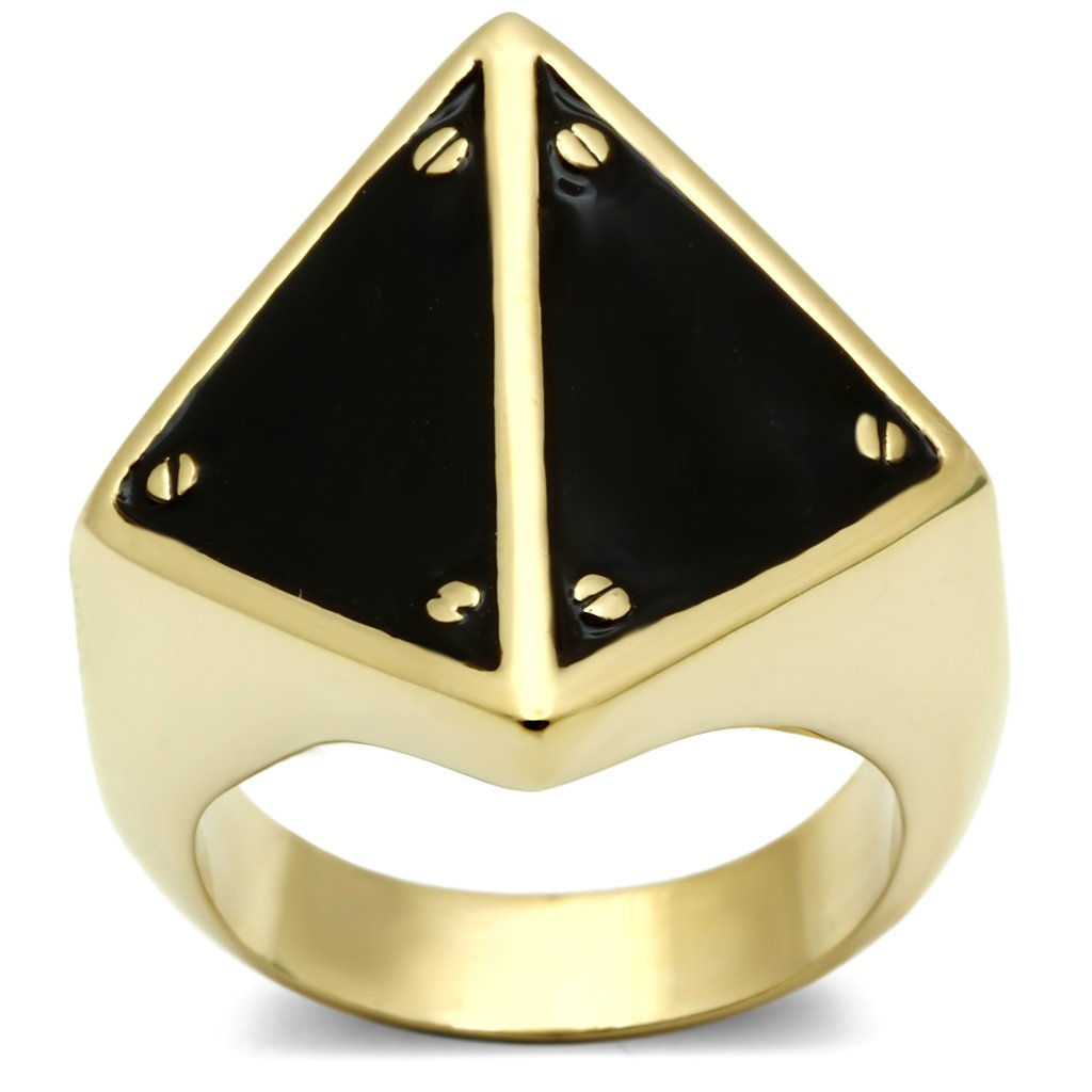 GL325 IP Gold(Ion Plating) Brass Ring With Epoxy in Jet
