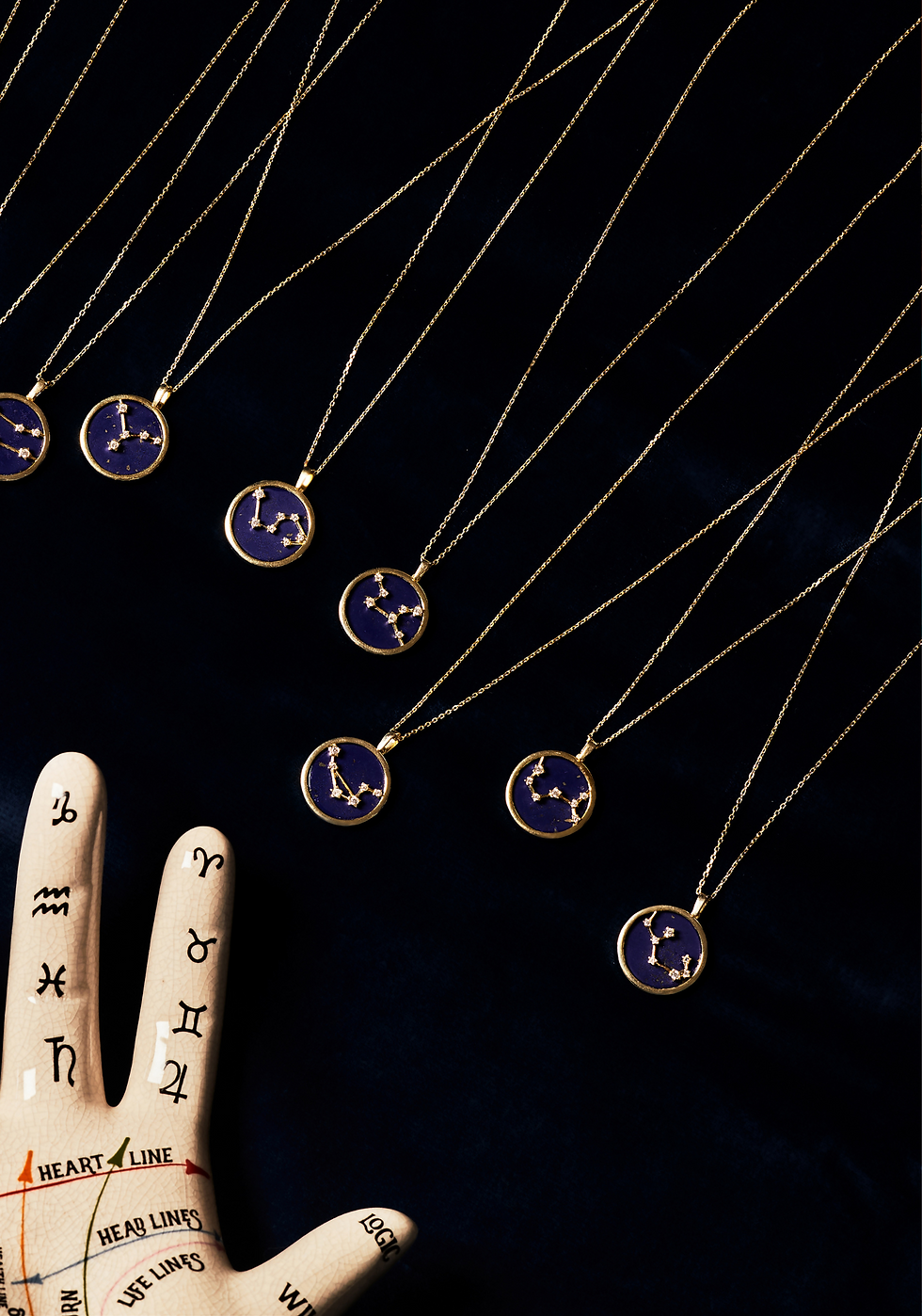 الصورة المصغرة: Zodiac Lapis Lazuli Gemstone Star Constellation Pendant Necklace Gold Capricorn