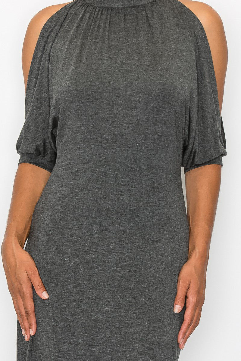 Thumbnail: Open Shoulder Sexy Back Dress - Grey