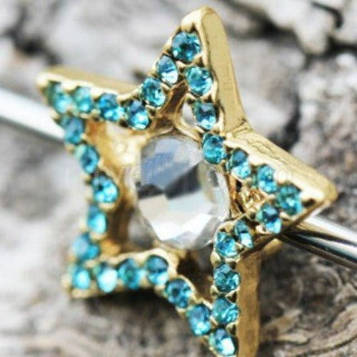Thumbnail: 316L Stainless Steel Dazzling Star Industrial Barbell