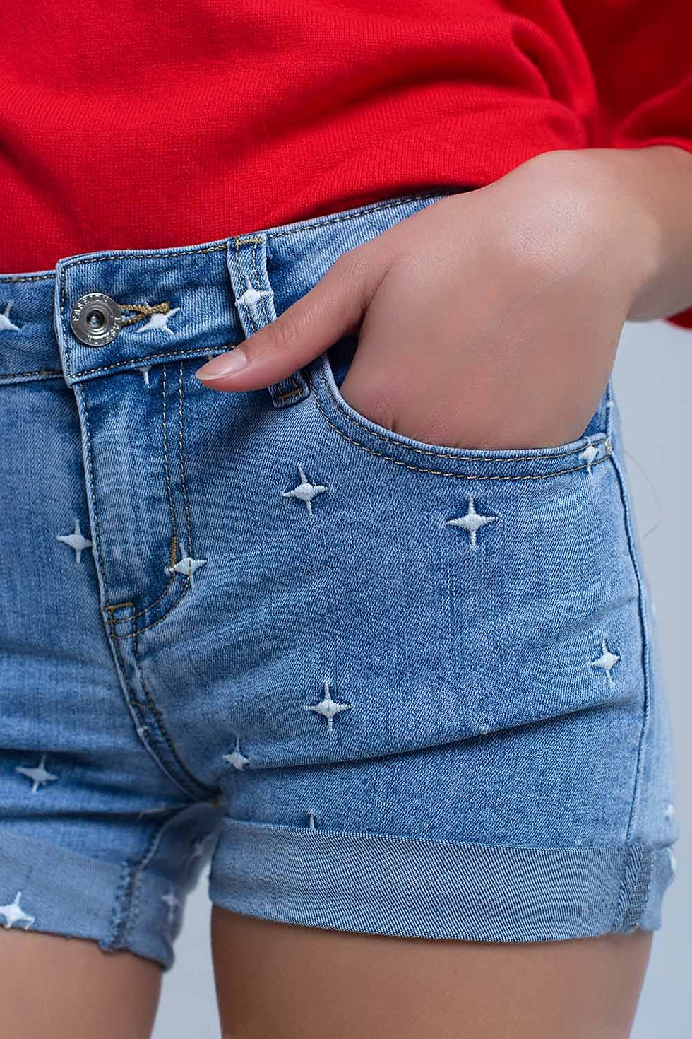 Thumbnail: Denim Shorts With Stars Detail