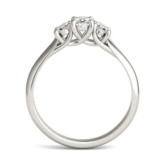 Thumbnail: 1 CTW Oval Lab Grown Diamond Three Stone Engagement Ring 14K White Gold (G-Vs)