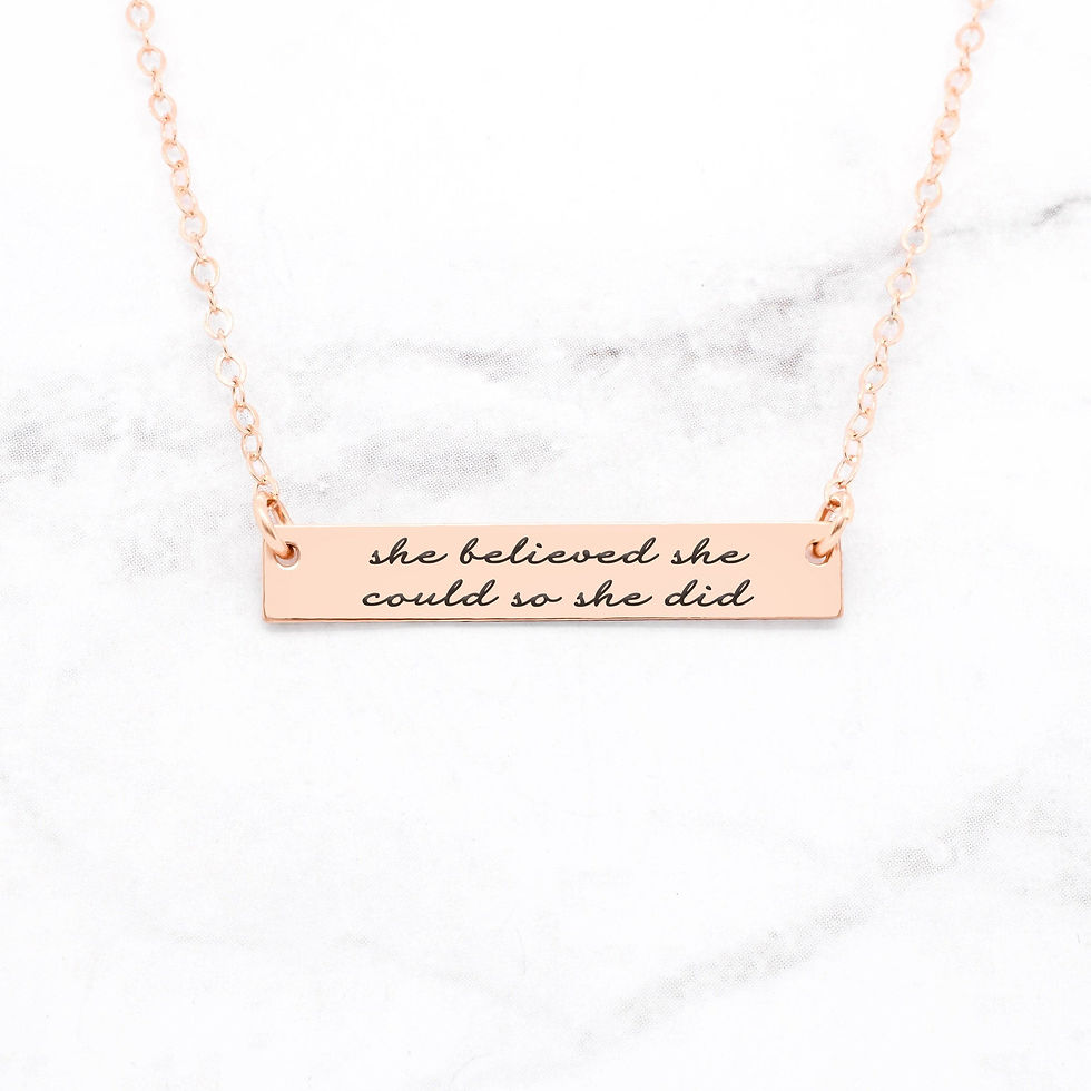 الصورة المصغرة: She Believed She Could So She Did - Sterling Silver Quote Bar Necklace