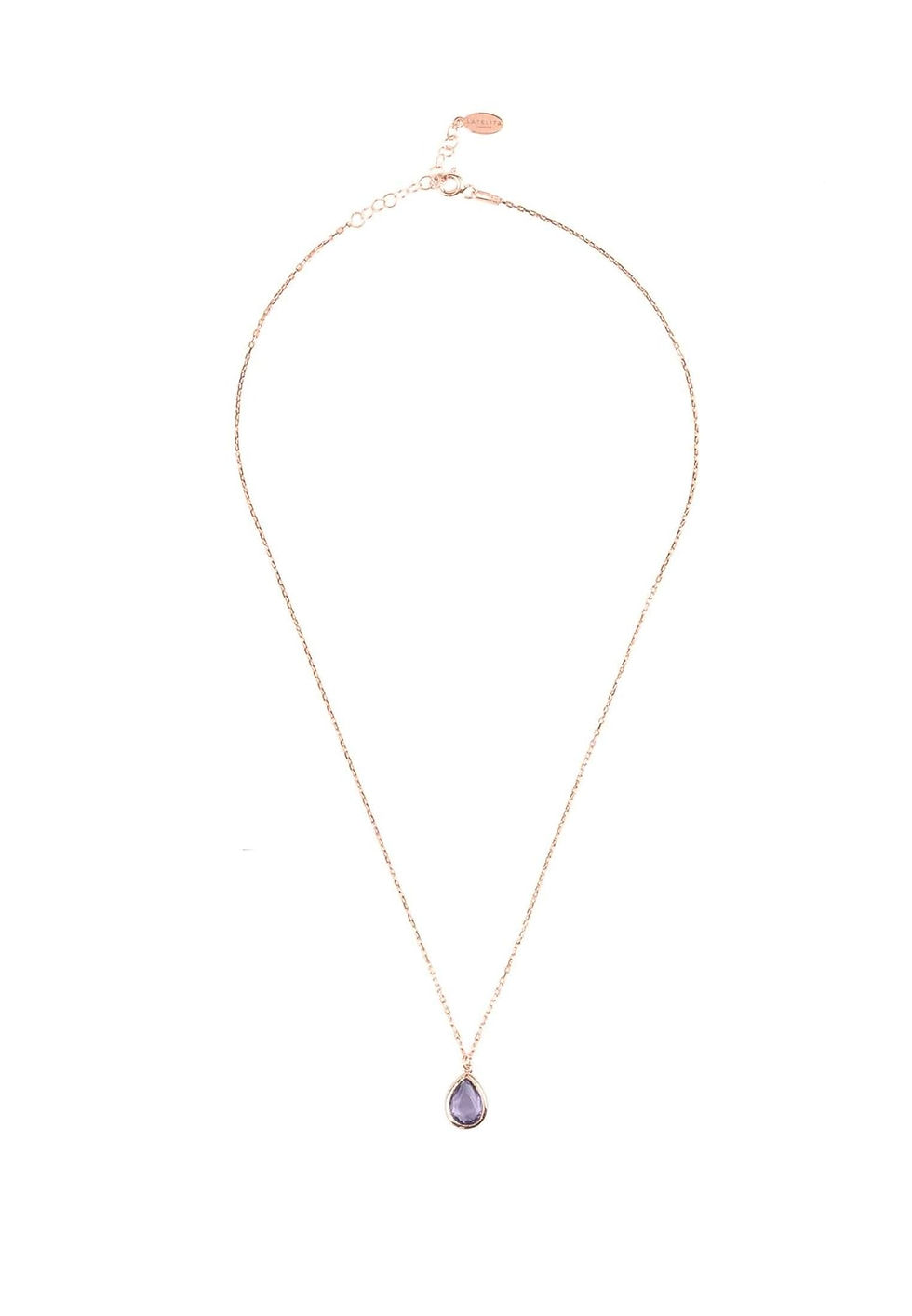 الصورة المصغرة: Pisa Mini Teardrop Necklace Rosegold Amethyst