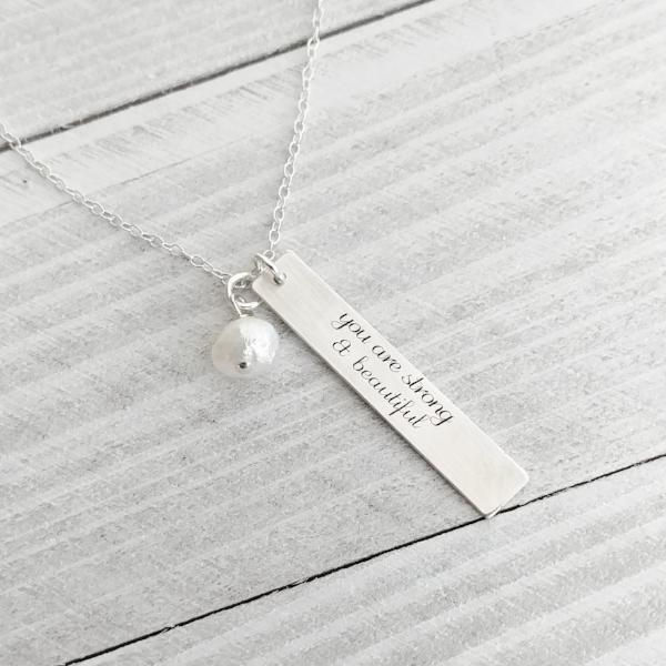 You Are Strong and Beautiful Inspirational Necklace