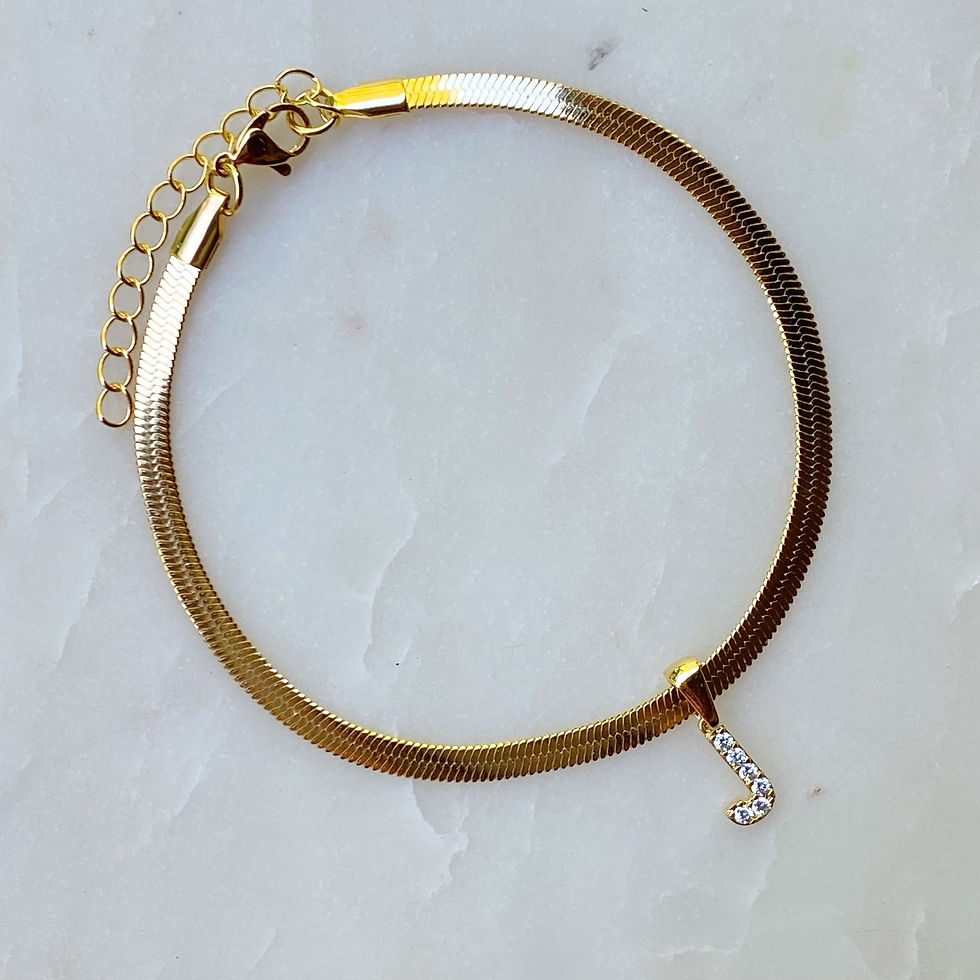 Thumbnail: Herringbone Chain Initial Anklet