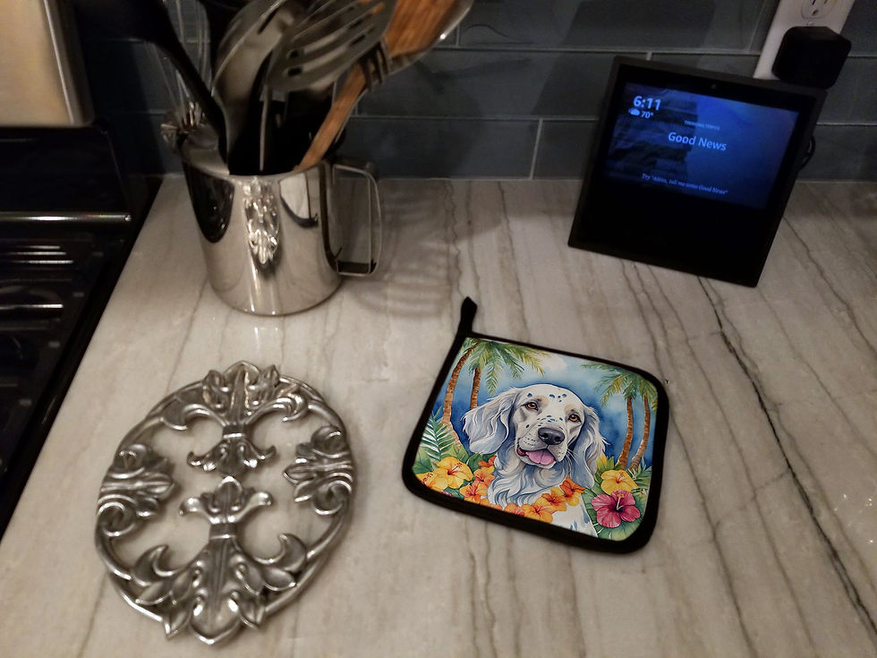 Thumbnail: English Setter Luau Pair of Pot Holders