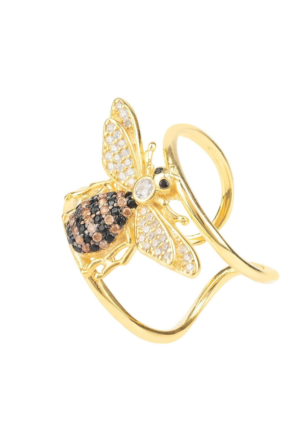 Thumbnail: Honey Bee Cocktail Ring Adjustable Gold