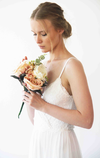 Thumbnail: Wrap Straps  Wedding Dress With Chiffon Mesh  #1262