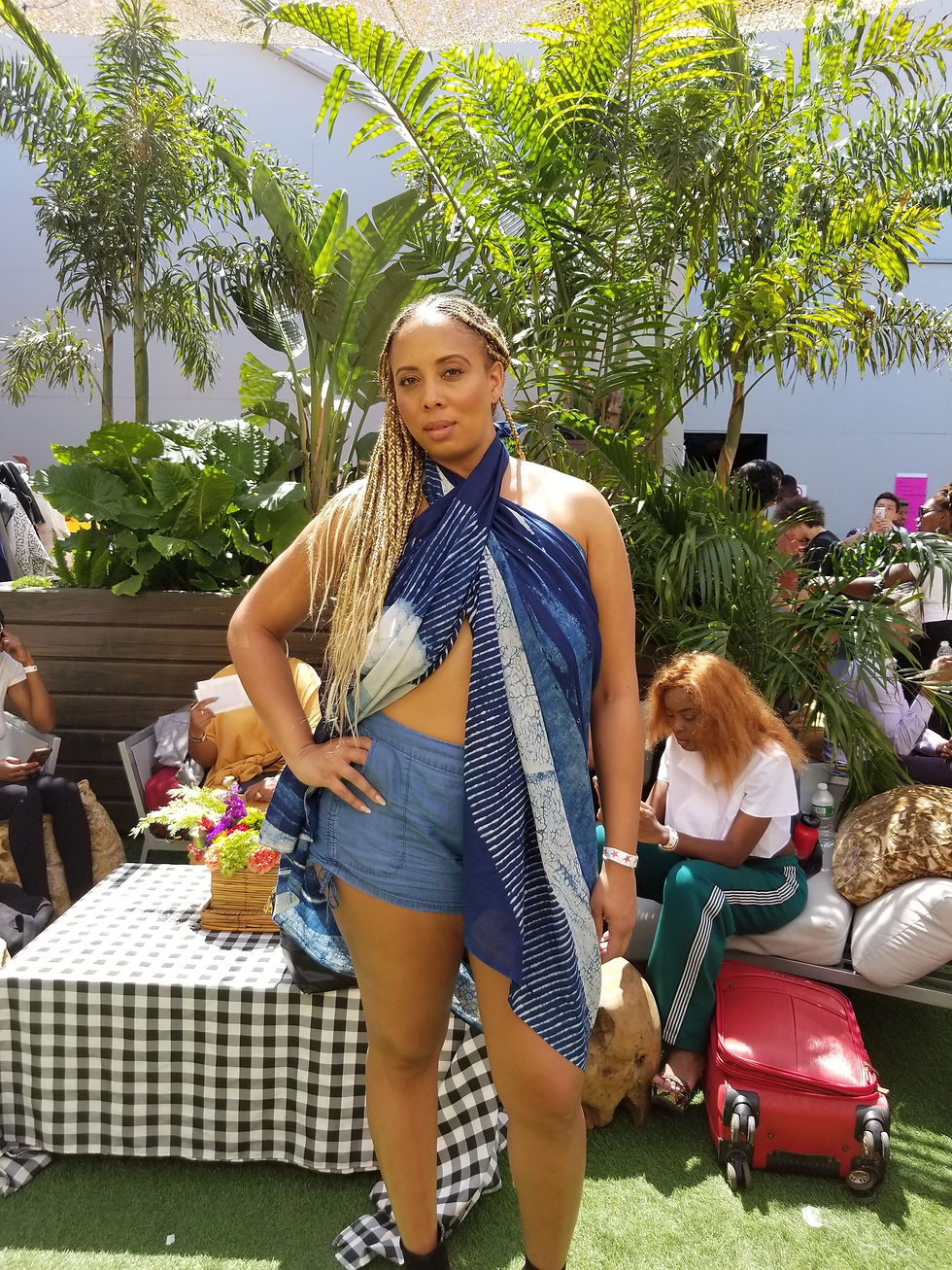 Thumbnail: Serenity Indigo Handprinted Scarf