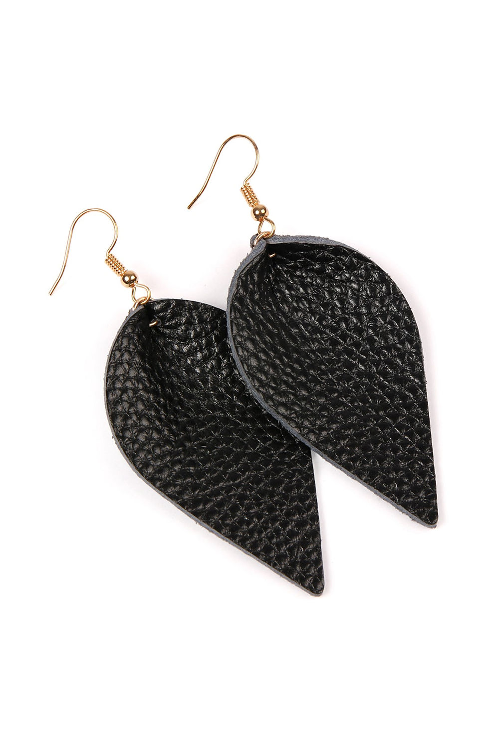 Thumbnail: Teardrop Shape Pinched Leather Earrings