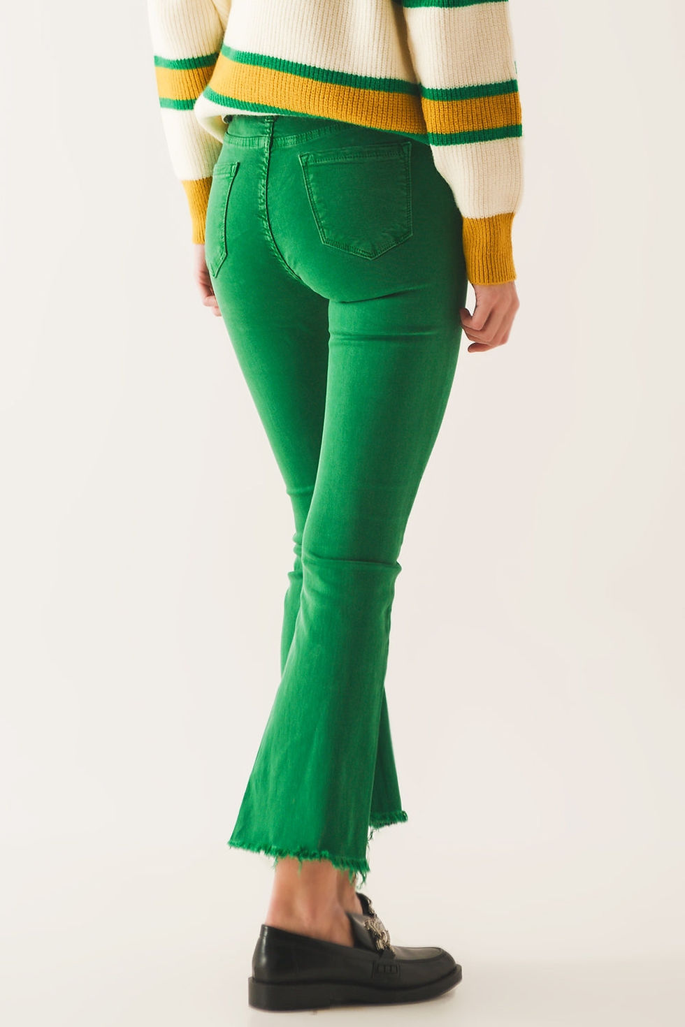 Thumbnail: Flare Jeans With Raw Hem Edge in Bright Green