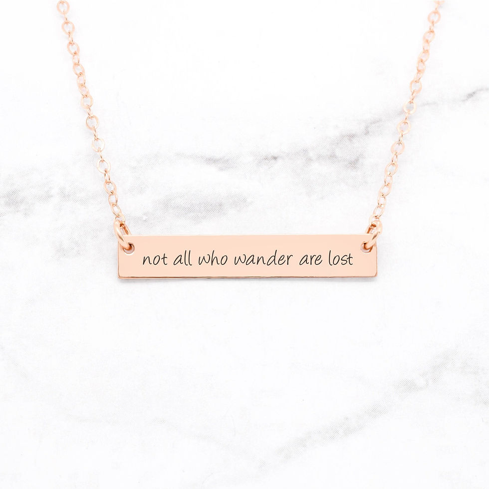 الصورة المصغرة: Not All Who Wander Are Lost - Sterling Silver Quote Bar Necklace
