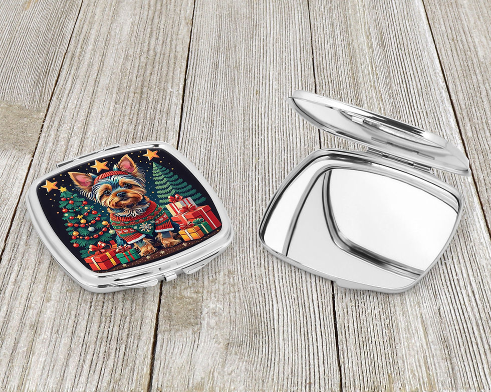 Thumbnail: Yorkie Yorkshire Terrier Christmas Compact Mirror