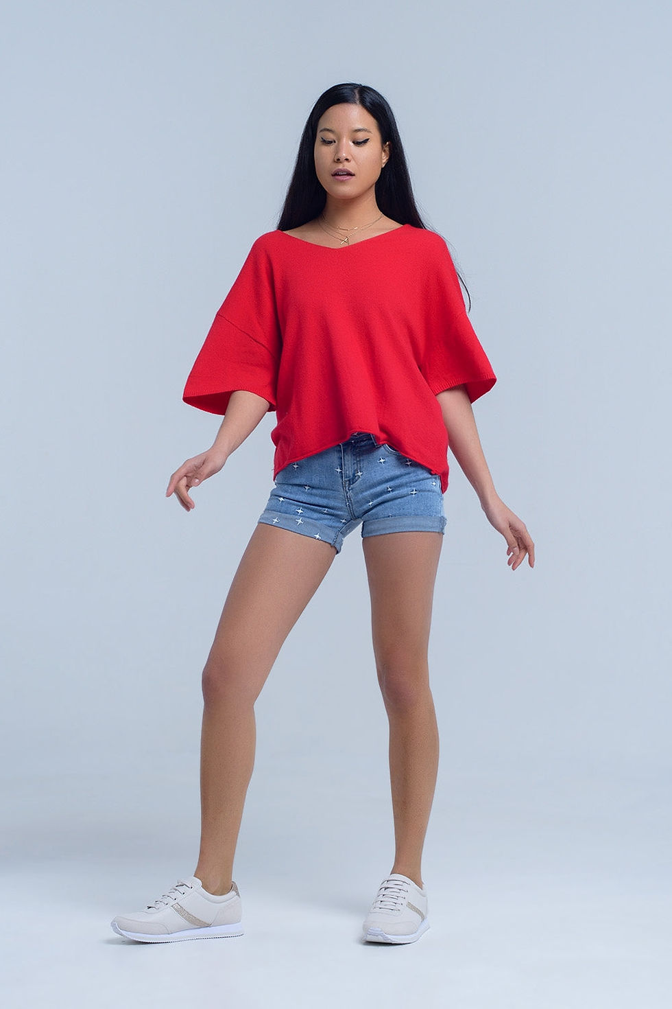 Thumbnail: Denim Shorts With Stars Detail