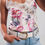 Thumbnail: Lace Trim Satin Cami in Pink Roses Print