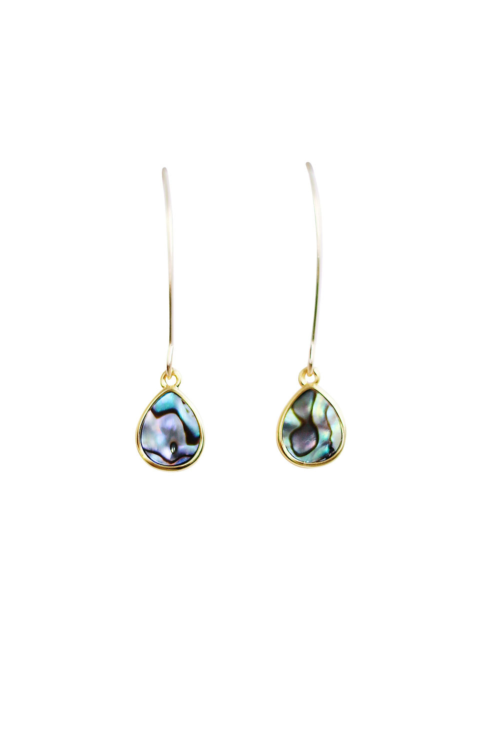 الصورة المصغرة: Abalone Teardrop Marquise Earrings in Gold
