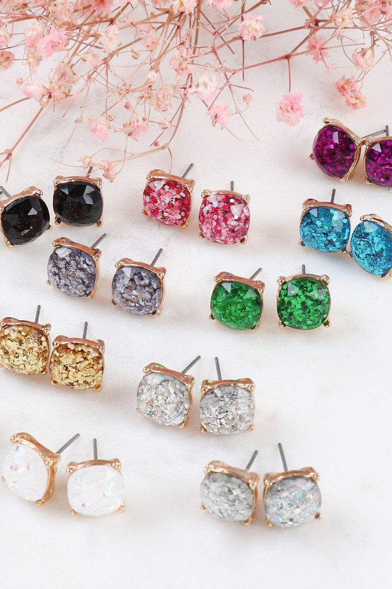 Ae0336 - Glitter Epoxy Stud Earrings