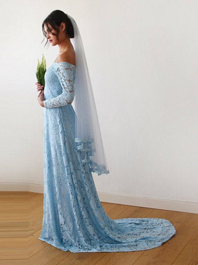 Thumbnail: Light Blue Wedding Veil  #4015