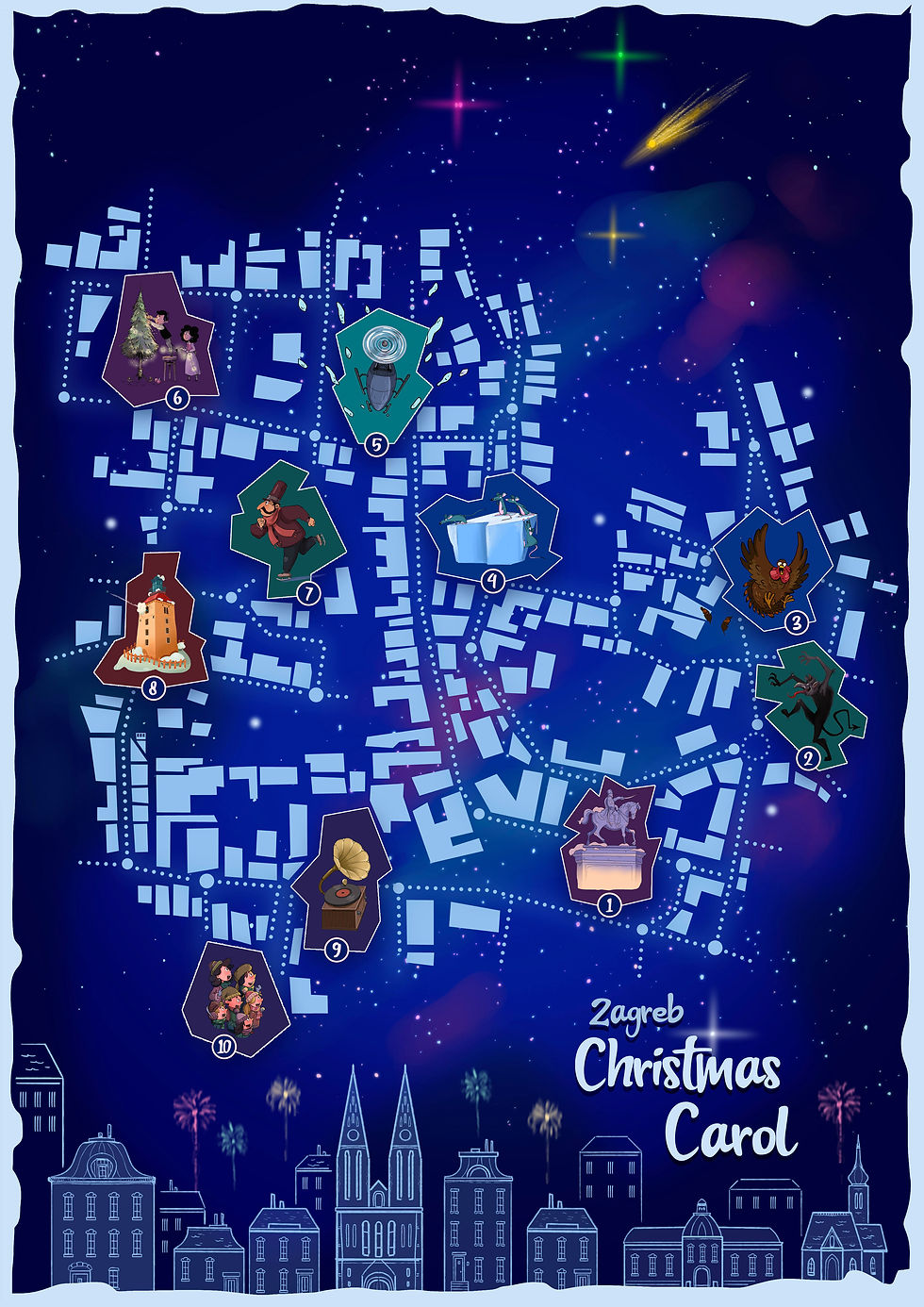 Zagreb Christmass carol map
