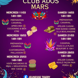 [Club Ados] - Le programme du club ados du mois de mars est disponible !